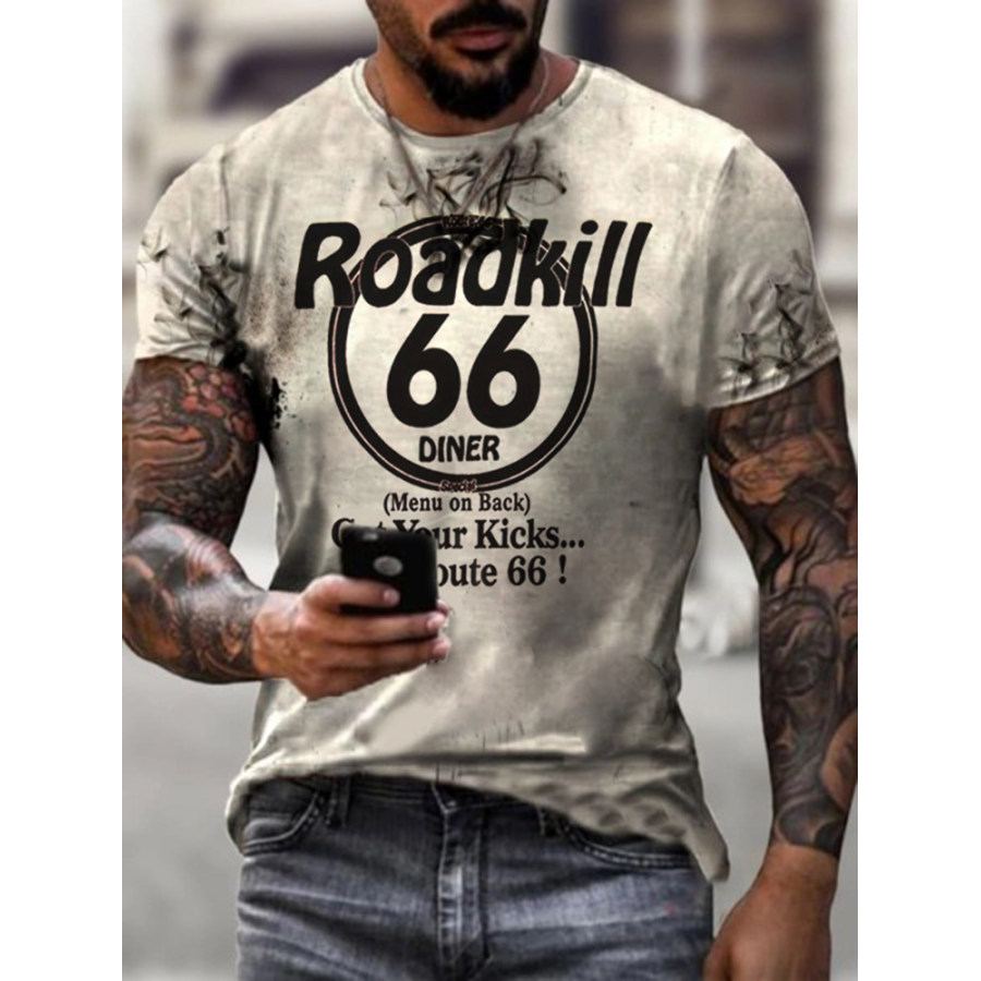 

Mens Retro Roadkill Route 66 Printed T-shirt