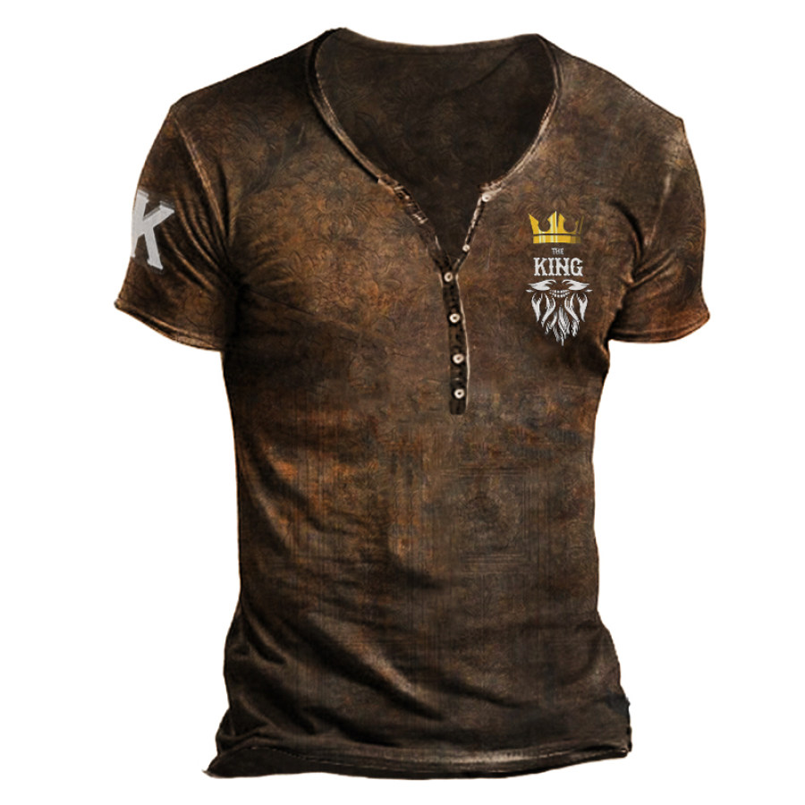 

Mens Fashion Retro Dark Brown Deep V Neck T-Shirt