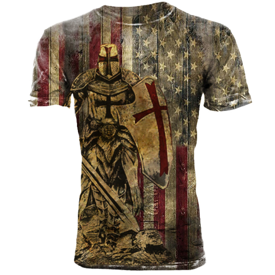 

Mens Outdoor Retro Patriotic Combat Print Shirt