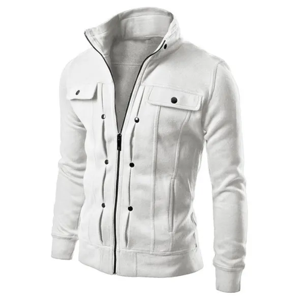 Mens Outdoor Stand-collar Thin Sweater Jacket - Chrisitina.com 