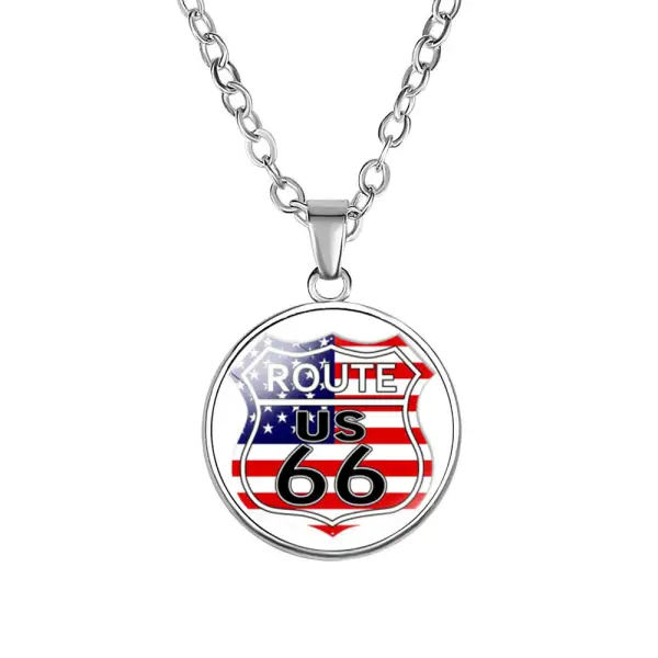 Retro Route 66 Alloy Necklace - Styletaken.chimpone.com 