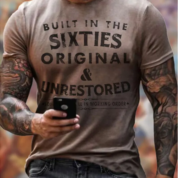 Mens Built In The Sixties Unrestored Motorcy Printed T-shirt - Blaroken.com 