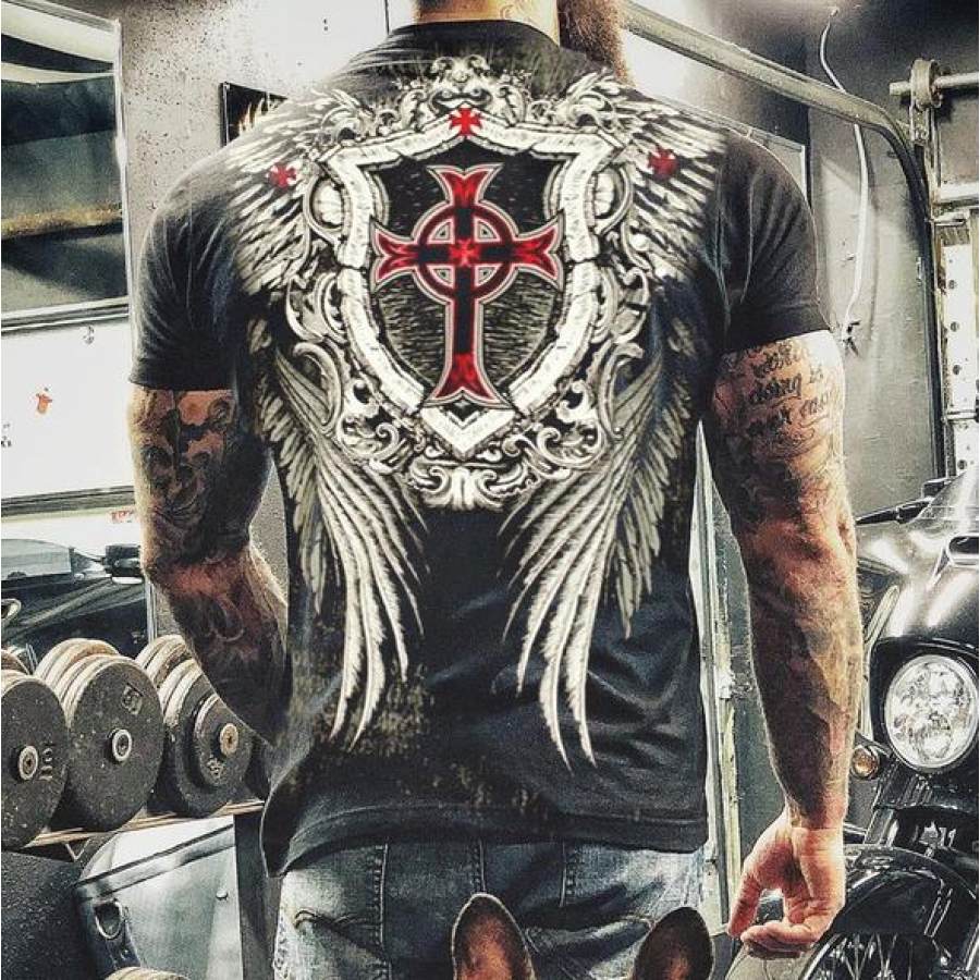 

Mens Retro Printed Short-sleeve T-shirt
