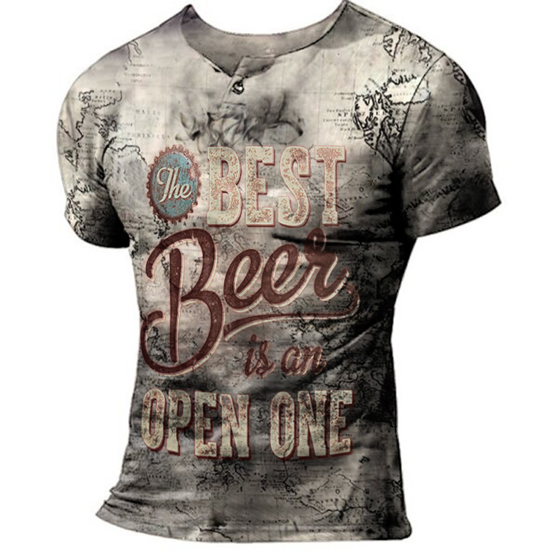 Mens Outdoor Beer Vintage Print Chic T-shirt