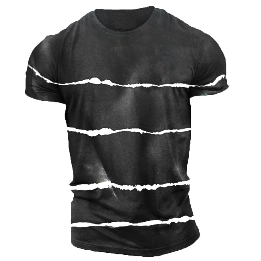 

Men's Retro Striped Print Short-sleeved T-shirt