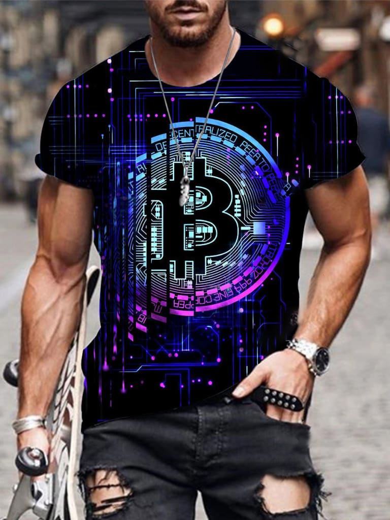 Designer Art Bitcoin Print Chic T-shirt