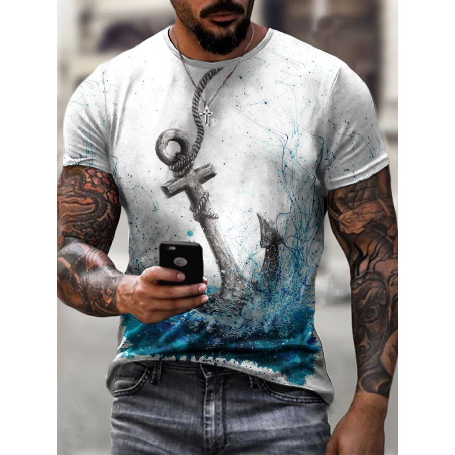 

Designer Vintage Anchor Print T-shirt