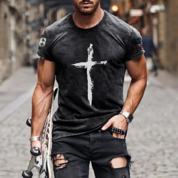Mens Christian Cross T-shirt - Chrisitina.com 