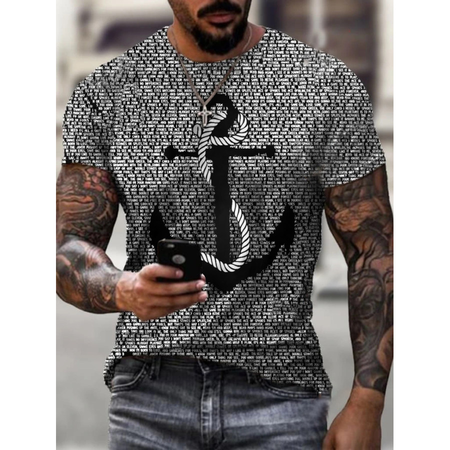

Designer Vintage Anchor Print T-shirt