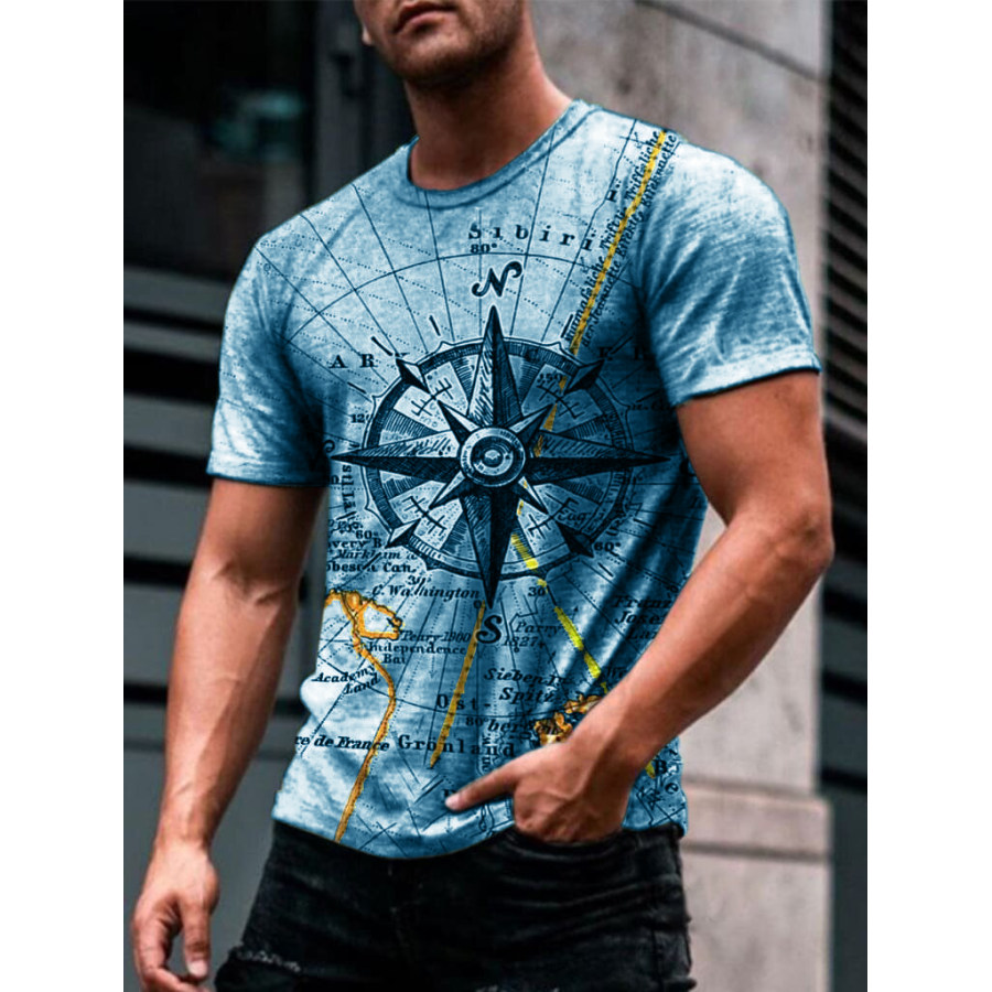 Designer Compass Anchor Print T-shirt