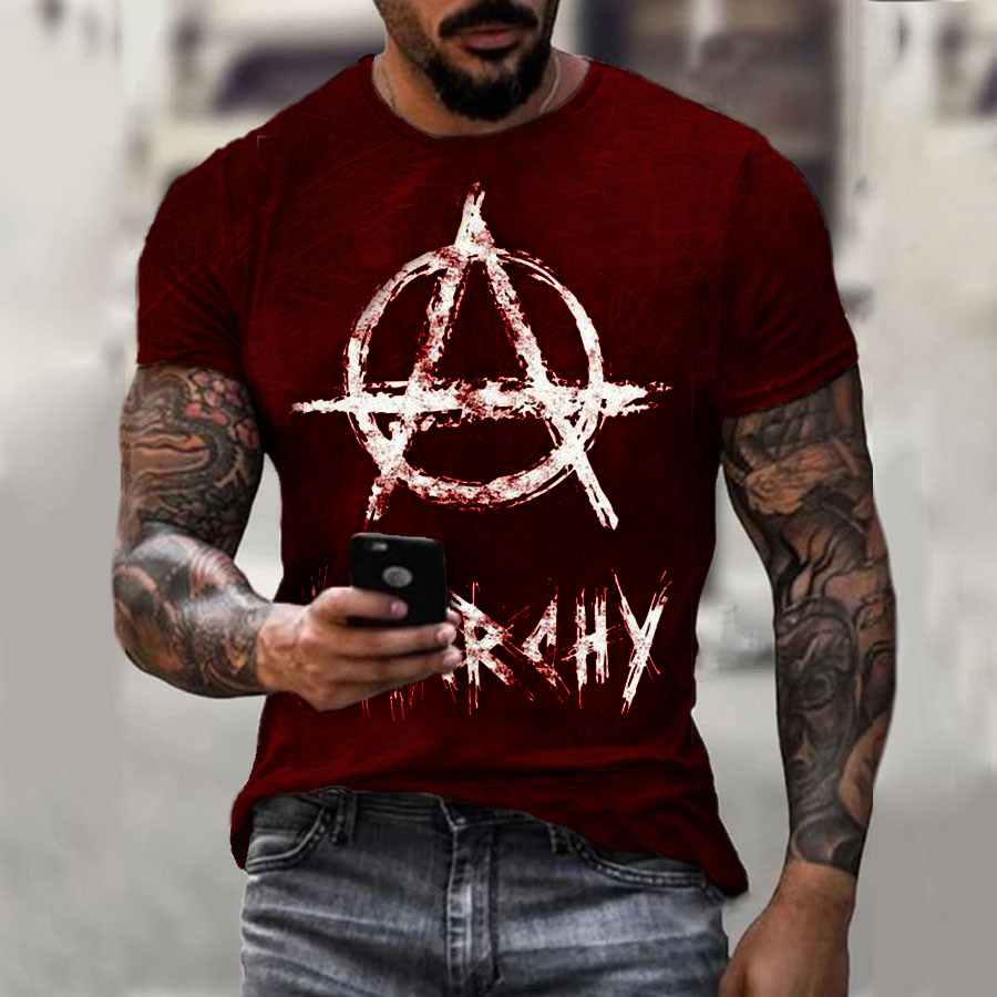 

Men's Anarchy Punk Casual T-shirt