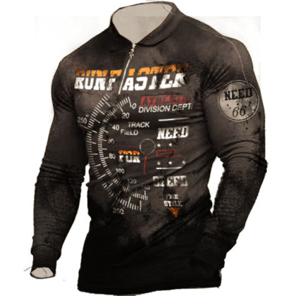 Men's Outdoor Printed Zipper Collar Quick-drying Top