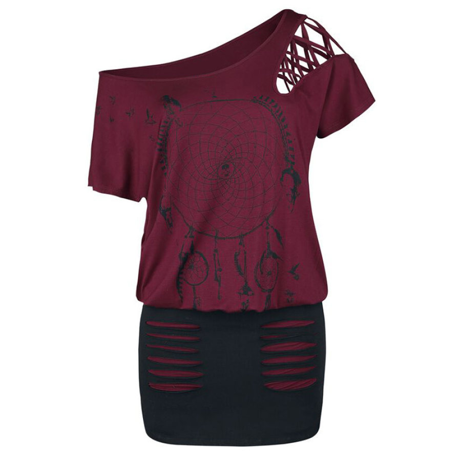 

Womens Casual Print Cutout Dress
