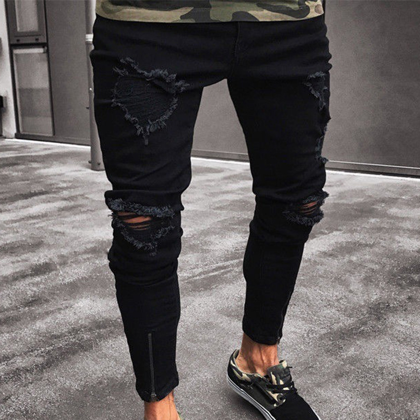 Men's Casual Fashion Ripped Slim fit Denim Trousers TT230