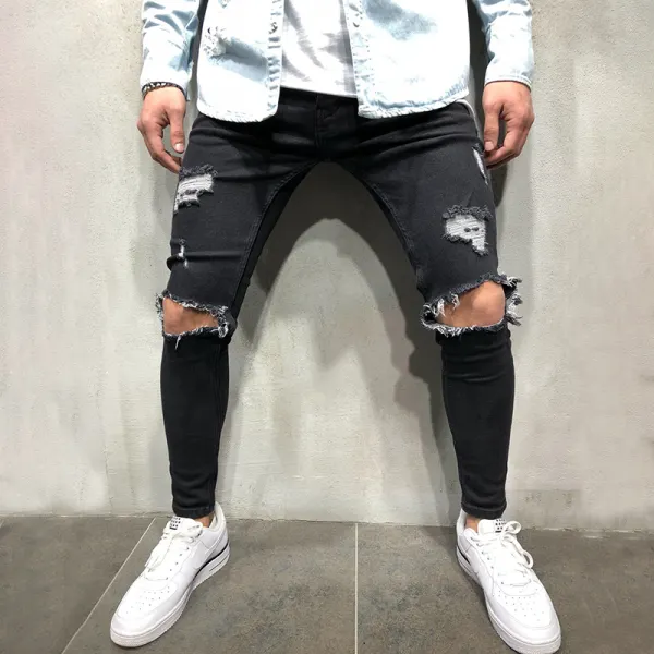 Men's Casual Fashion Ripped Slim Fit Jeans TT230 - Honeylop.chimpone.com 