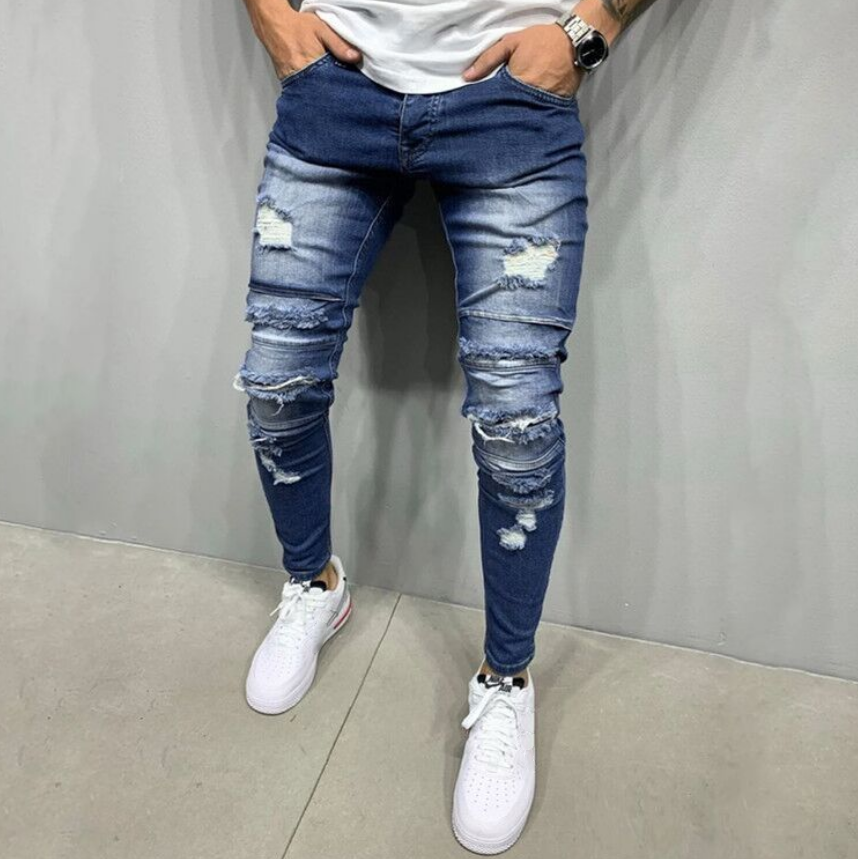Ripped Slim Mens Denim Trousers