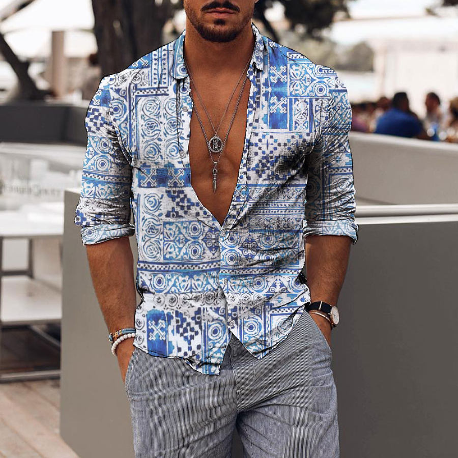 

Mens Holiday Paisley Casual Print Shirt