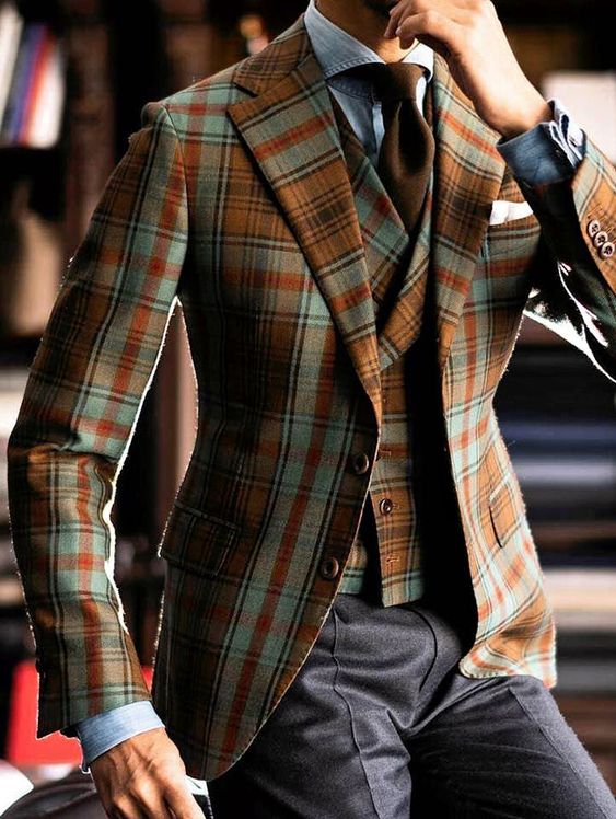 Plaid Texture Slim Fit Blazer