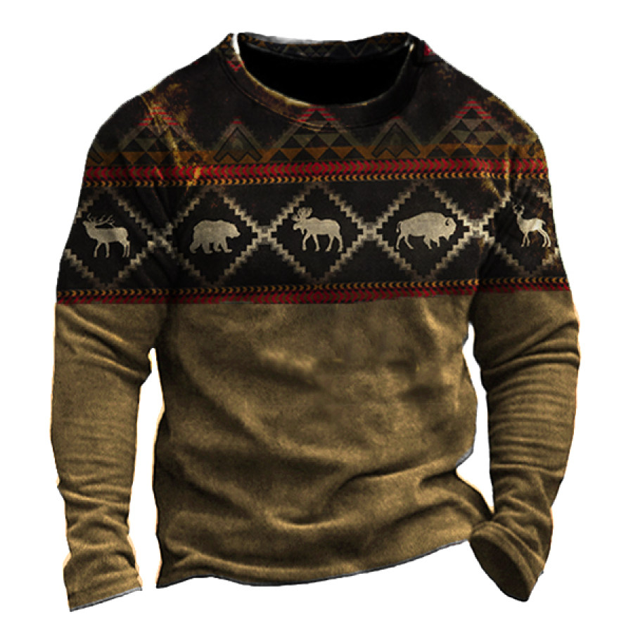 

Men's Vintage Bohemian Western Cowboy Ethnic Print T-Shirt