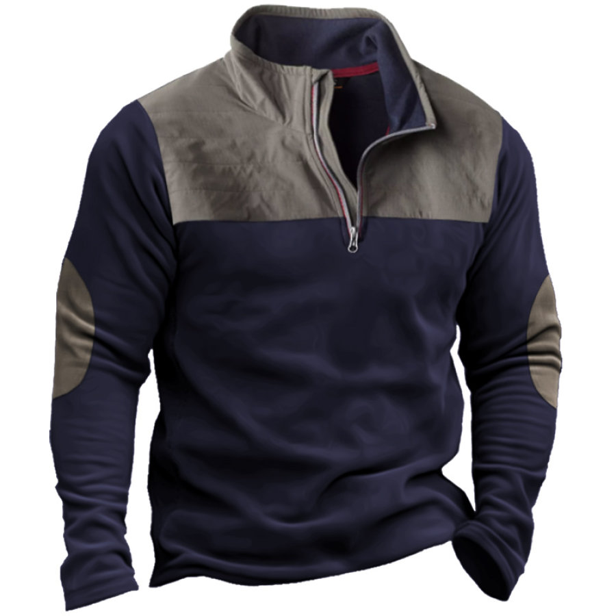 

Men's Vintage Colorblock Quilted Quarter Zip Sweatshirt