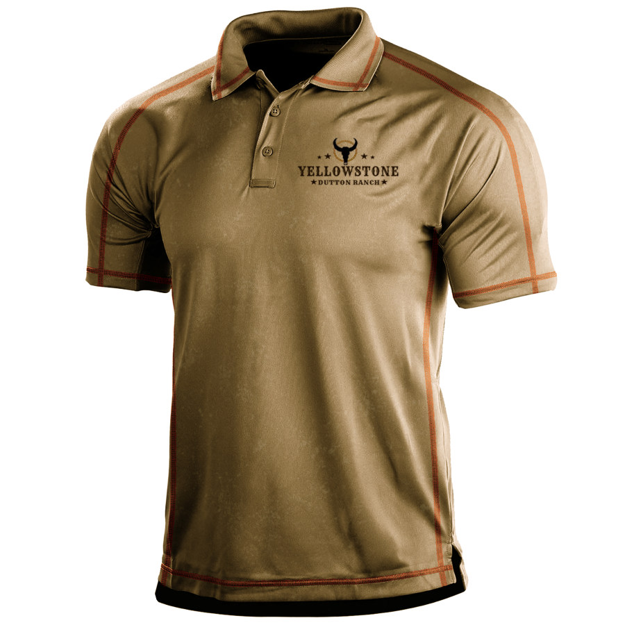 

Men's Vintage Western Yellowstone Polo Collar T-shirt