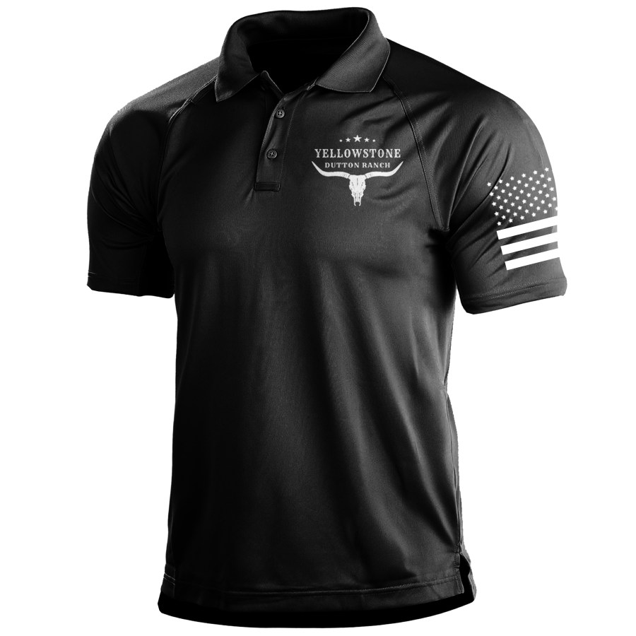 

Men's Vintage Western Yellowstone Polo Collar T-shirt