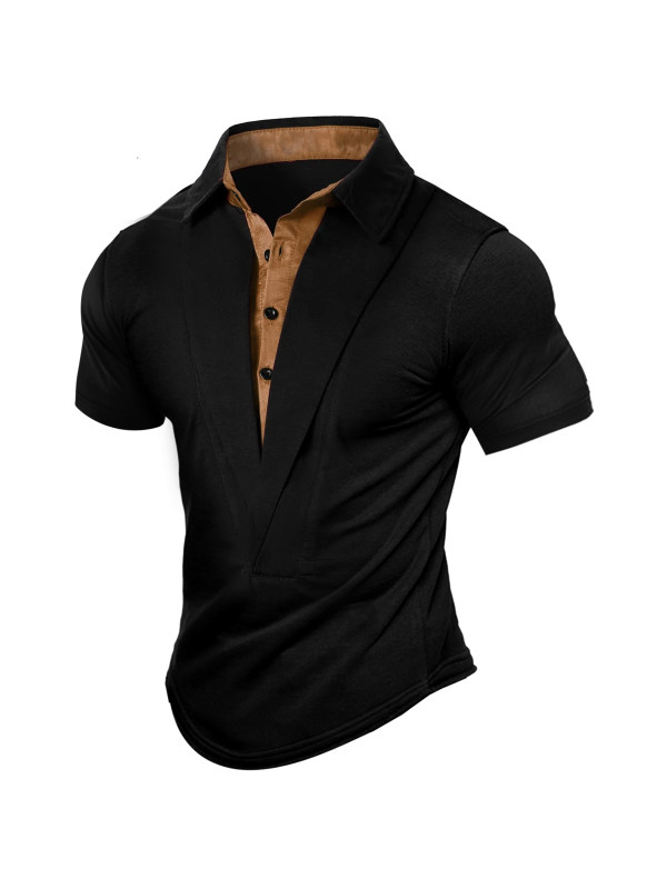 Men's Outdoor Retro Casual Shirt Collar Short Sleeve T-Shirt