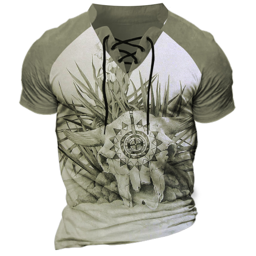 

Men's Vintage Westworld T-Shirt With Tie Neck