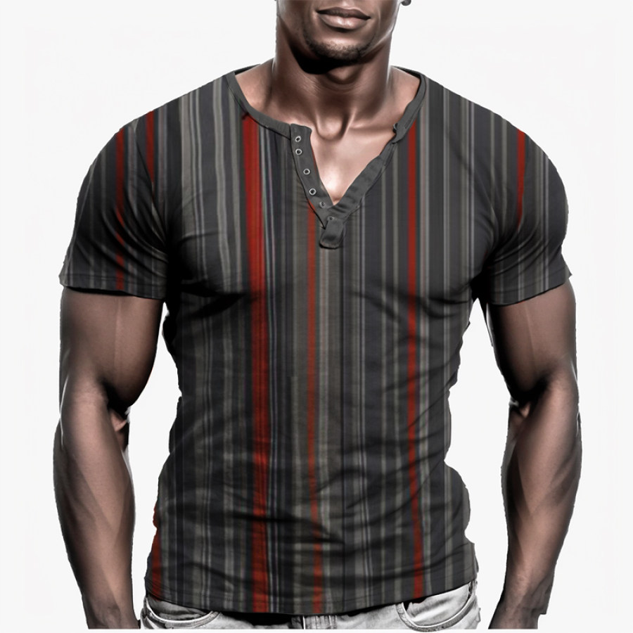 

Men's Striped Henley T-Shirt