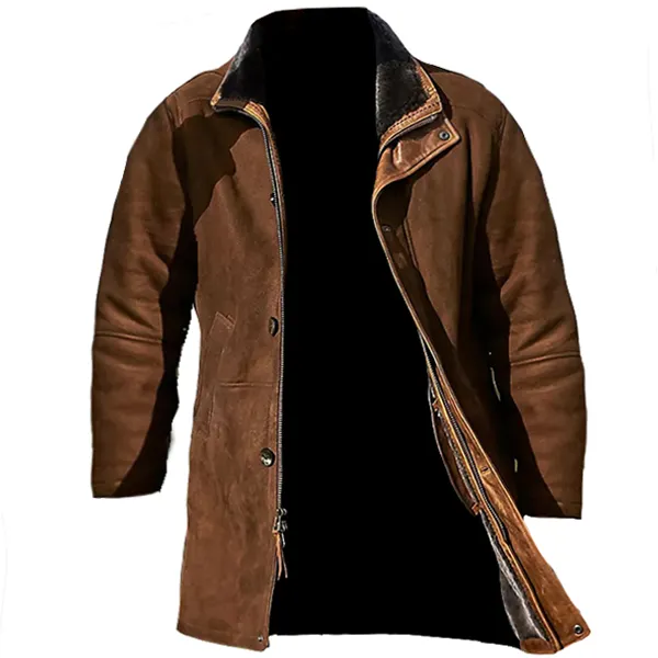 Men's Outdoor Mid-Length Double Layer Woolen Coat Jacket - Cotosen.com
