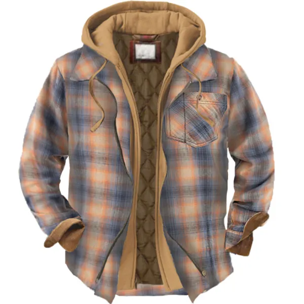 Men's Vintage Check Long Sleeve Zip Jacket - Salolist.com 