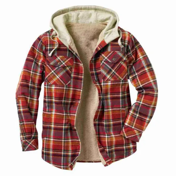 Мужская зимняя толстая повседневная куртка в клетку - Paleonice.com 