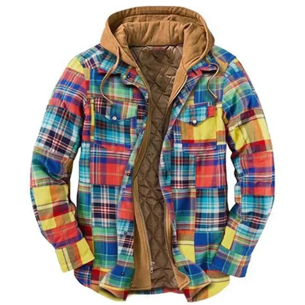 Mens Plaid Thick Woolen Casual Jacket - Faciway.com 