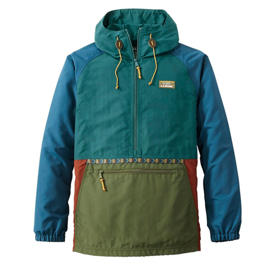 

Men's Vintage Colorblock Anorak Windproof Waterproof Outdoor Multi-Color Tactical Hoodie