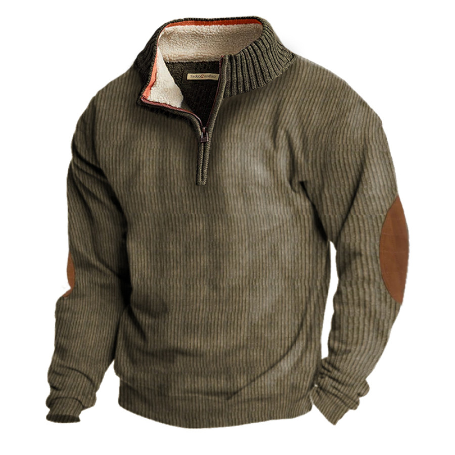 

Sudadera Vintage Con Cuello Alto Y Media Cremallera Para Hombre