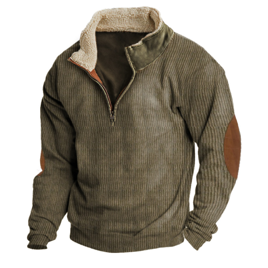 

Sweat-shirt Vintage à Col Montant Et Demi-zip Pour Hommes
