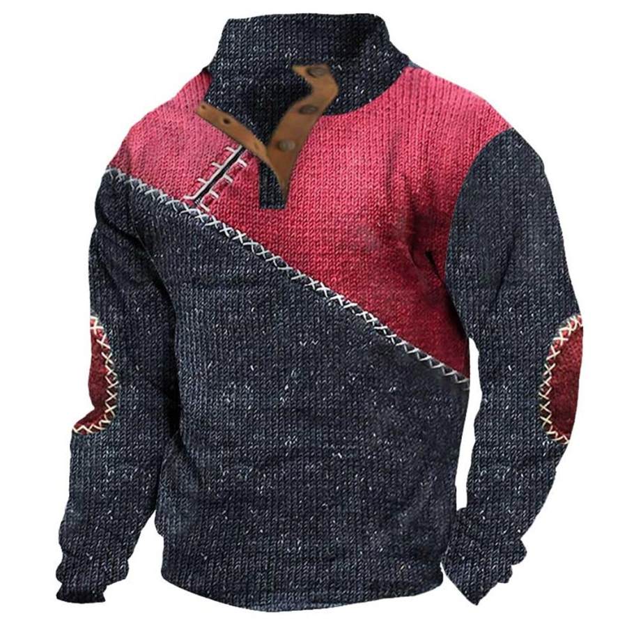 

Sweat-shirt Pour Hommes Imprimé 3D Blocs De Couleurs Festival Vacances Boutons Hauts Quotidiens