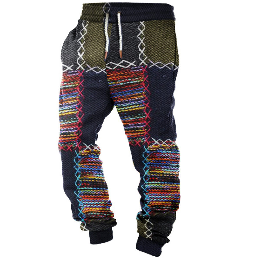 

Pantalon De Sport Décontracté à Taille Extensible Avec Poche Imprimée Bloc De Couleur Vintage Pour Hommes