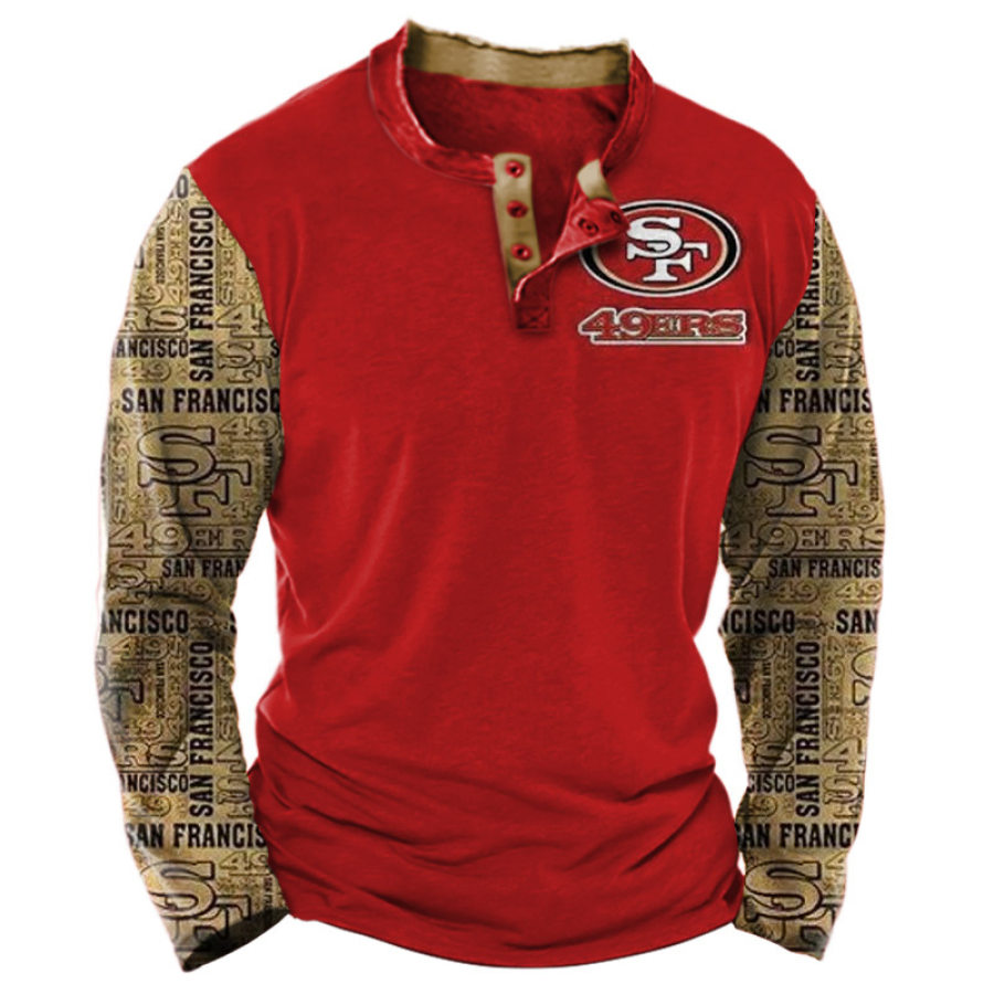 

Men's San Francisco 49ers Printed Super Bowl Casual Athletic Henley