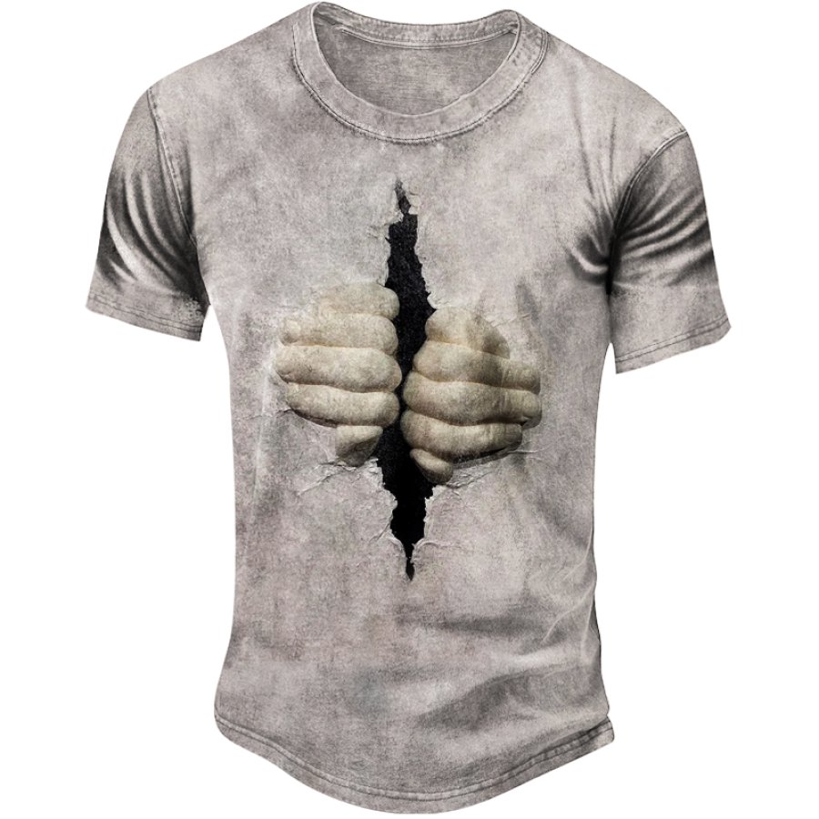 

Herren Open The Cracks In The Wall Grafikdruck Lässiges Kurzarm-T-Shirt Mit Rundhalsausschnitt