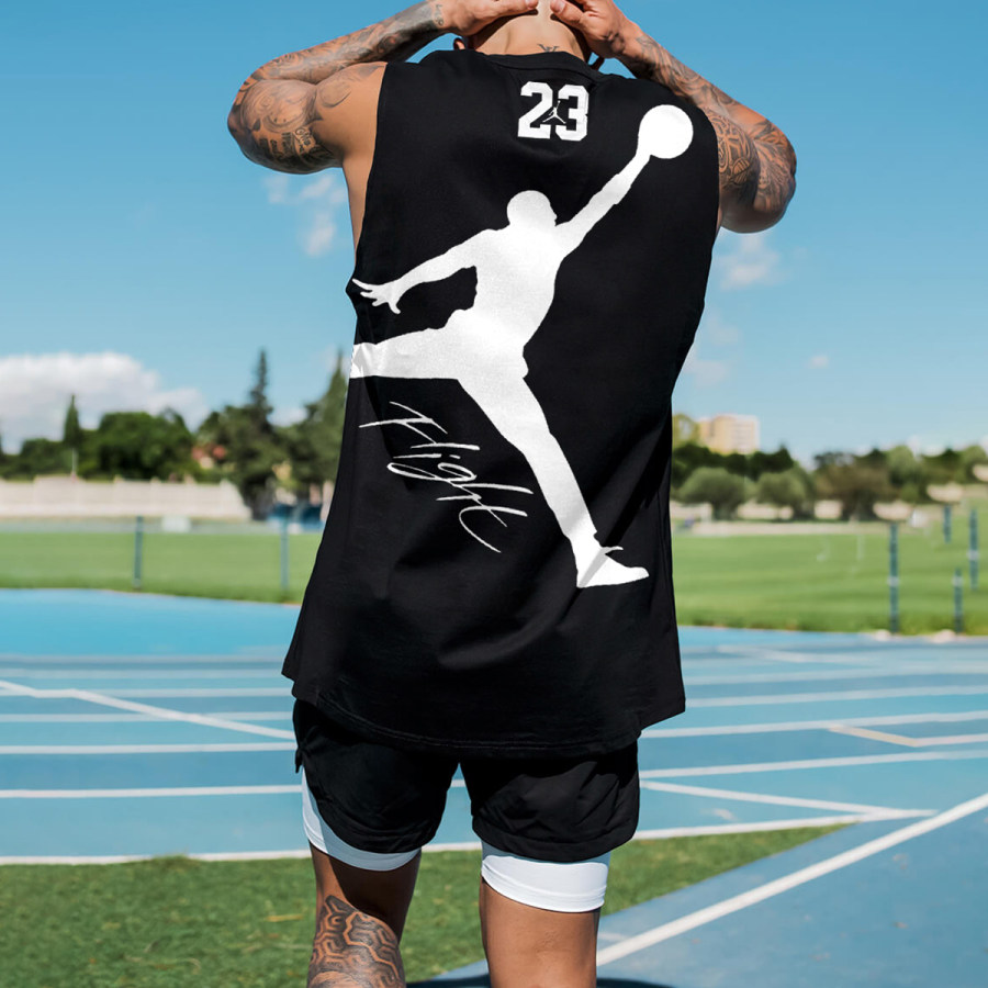 

Men's Casual Vest Basketball Print Sports Vest