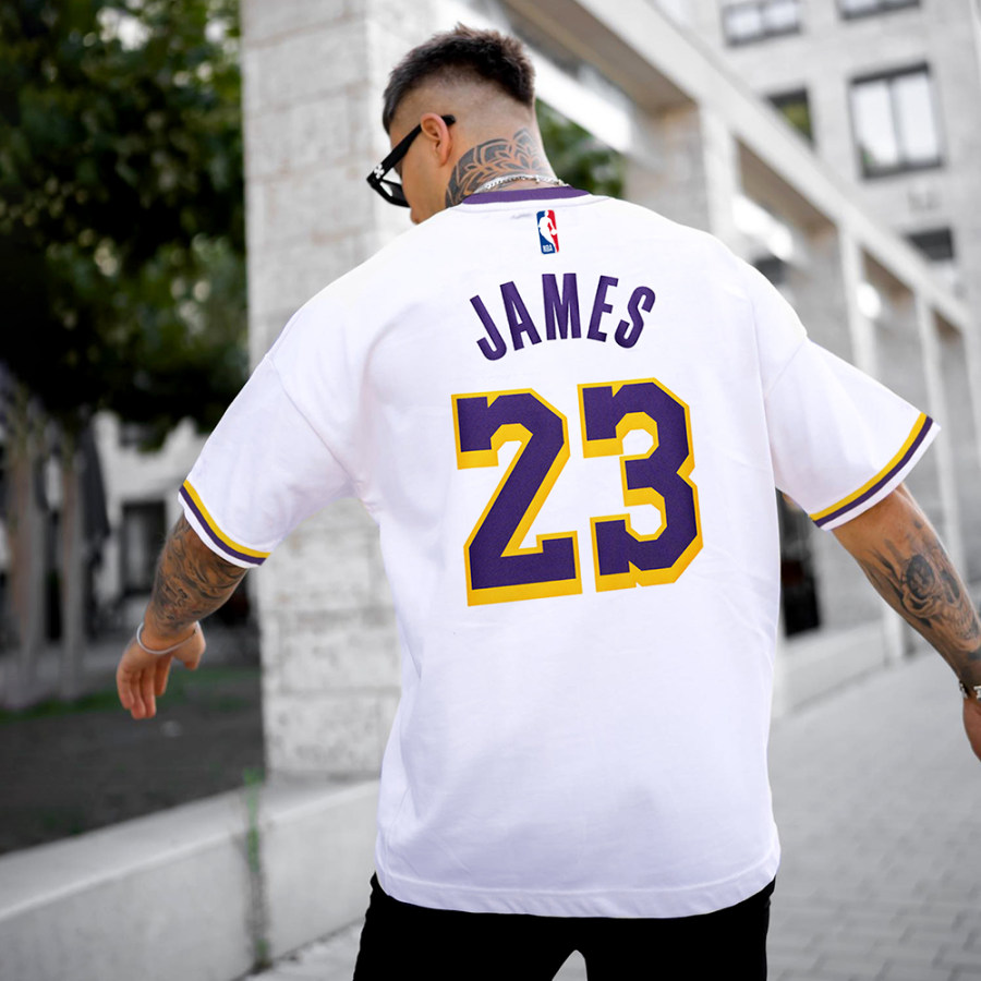 

Unisex-T-Shirt Mit Lässigem Basketball-Aufdruck James Los Angeles Lakers-T-Shirt