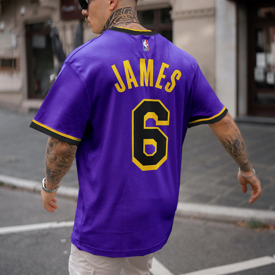 

Повседневная футболка унисекс с баскетбольным принтом Футболка Джеймс Лос-Анджелес Лейкерс