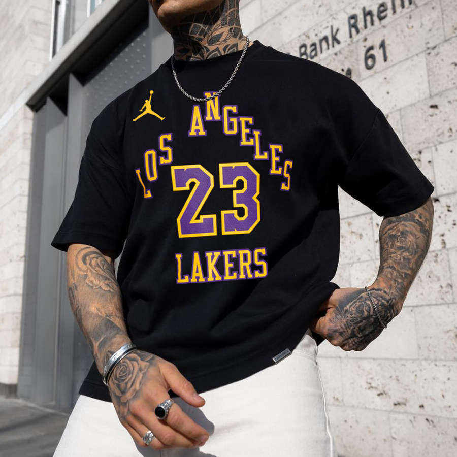 

Повседневная футболка унисекс с баскетбольным принтом Футболка Джеймс Лос-Анджелес Лейкерс