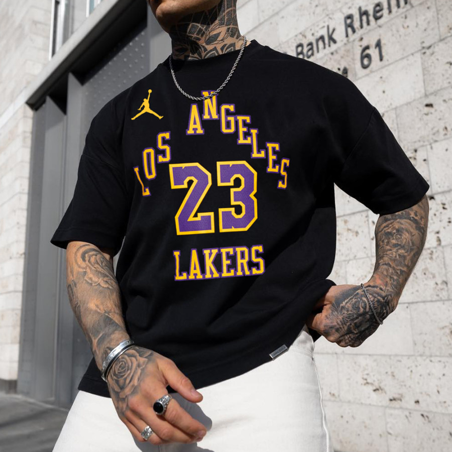 

Unisex-T-Shirt Mit Lässigem Basketball-Aufdruck James Los Angeles Lakers-T-Shirt