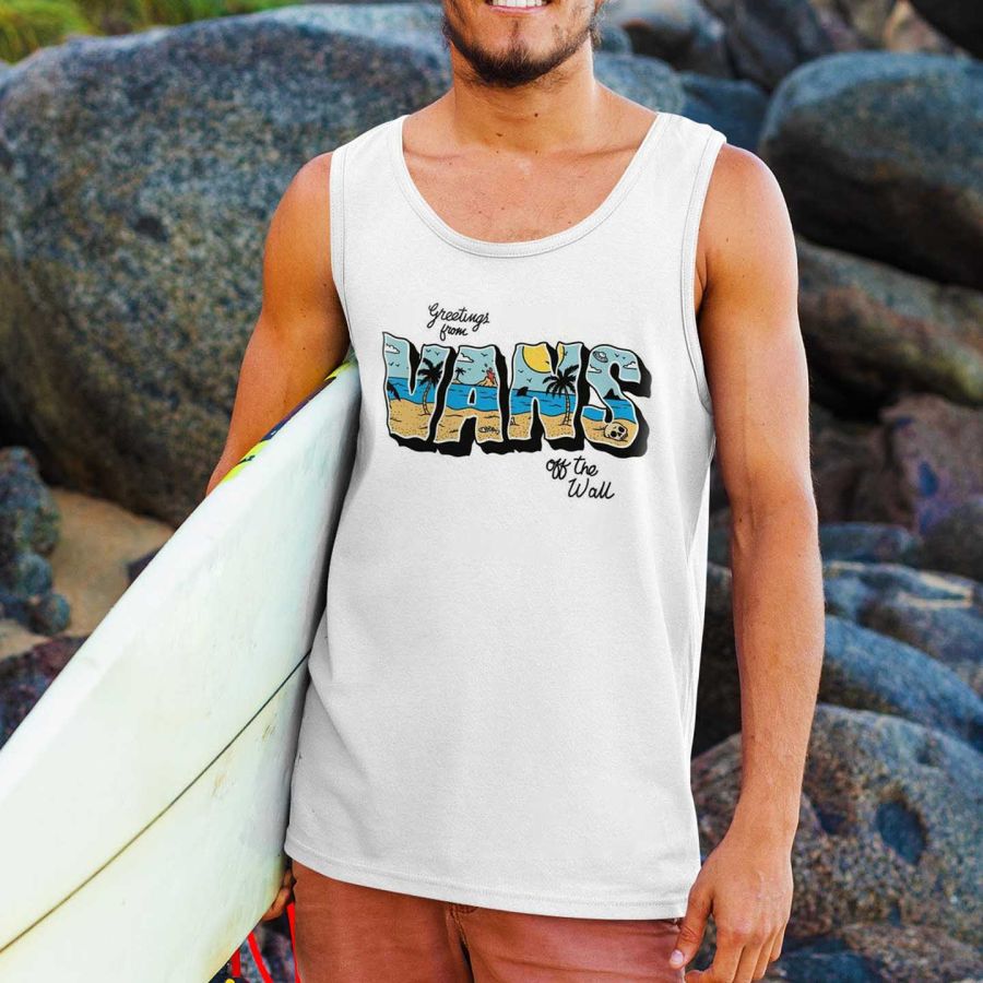 

Мужская повседневная майка с принтом Vans Off The Wall Surf Hawaii Beach Vacation и принтом