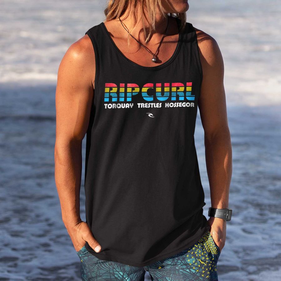 

Men's Rip Curl Surf Hawaii Beach Vacation Print Casual Tank Top
