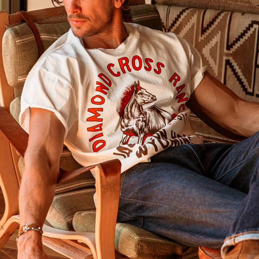

Western Ranch Bronco Cow Boys Urlaubs-T-Shirt Für Herren
