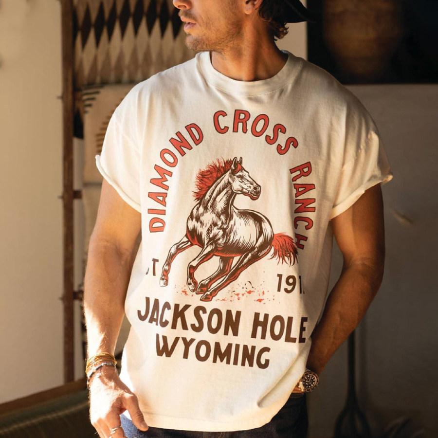 

Camiseta Navideña Para Hombre Con Estampado De Caballo Y Vaca Western Ranch