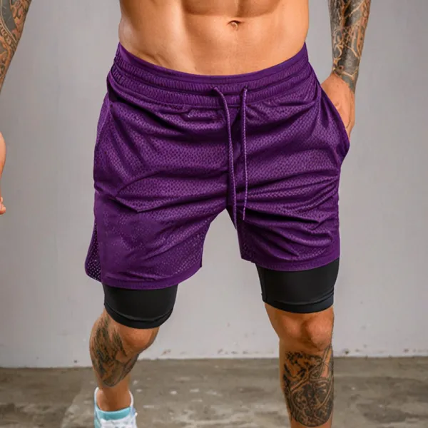 Men's Casual Sports Fitness Double Layer Shorts - Yiyistories.com 